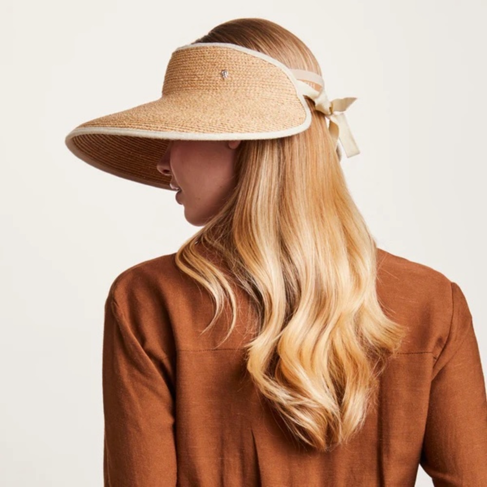 ☀️Helen Kaminski ‘Mita’ Raffia Packable Visor, Natural/Natural Sand☀️